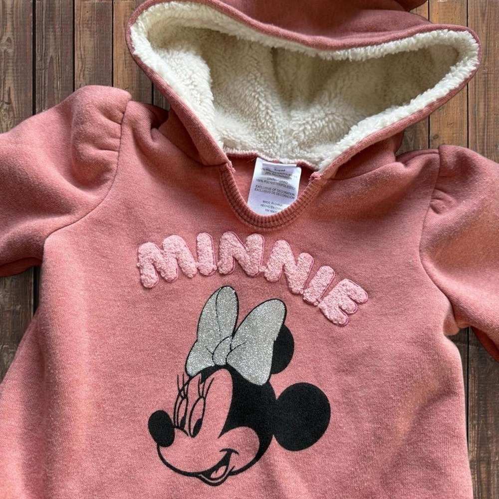 Pink Minnie Mouse Hoodie with Bow Detail
